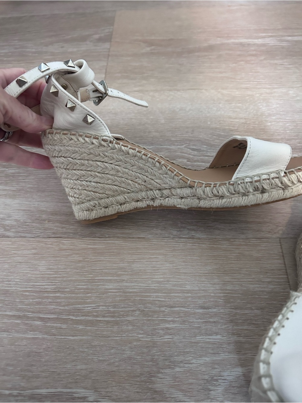 Maypol ivory/light beige Studded Espadrille Wedge Sandals 38- Pol Inspired NEW - Picture 5 of 7